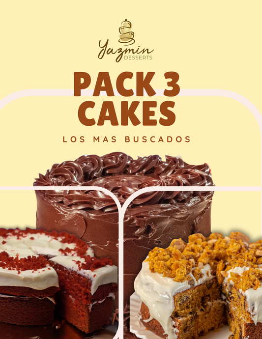 Pack Completo Cakes Choco húmedo, Red Velvet y Zanahoria